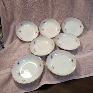 Fukagawa Arita 713 Fruit Bowl 5.75" Cross Star Atomic Starburst MCM VTG Berry